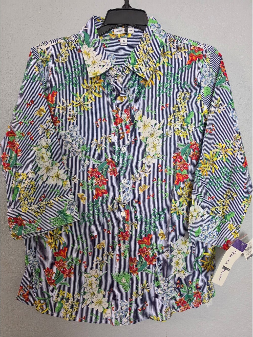 Rebecca Malone Women's Floral Button-Up Shirt Size Small